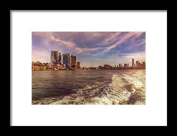 East River Framed Print featuring the photograph Pink Sunset by Cate Franklyn