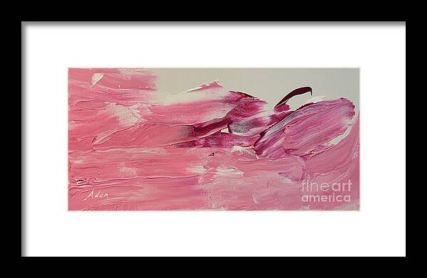 Pink Framed Print featuring the painting Pink with Maroon Landscape and Bird by Felipe Adan Lerma