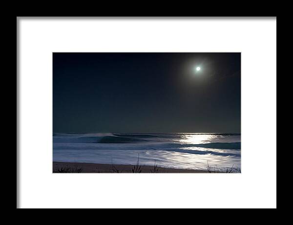 Pipeline Framed Print featuring the photograph Pipe Moon-set by Sean Davey
