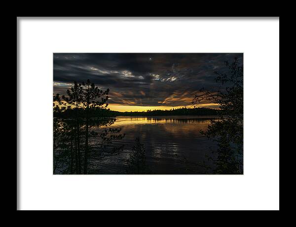 Canada Framed Print featuring the photograph Pipestone Lake Golden Hour 1 by Ron Long Ltd Photography