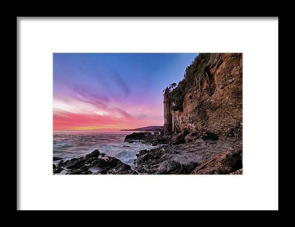 Caifornia Framed Print featuring the photograph Pirate Tower's Sunset by American Landscapes