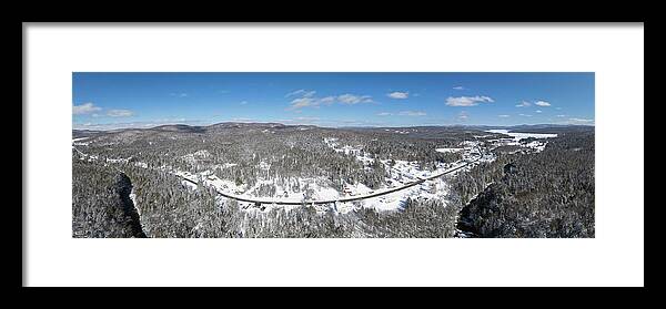 Landscape Framed Print featuring the photograph Pittsburg, New Hampshire - February 2022 Panorama by John Rowe