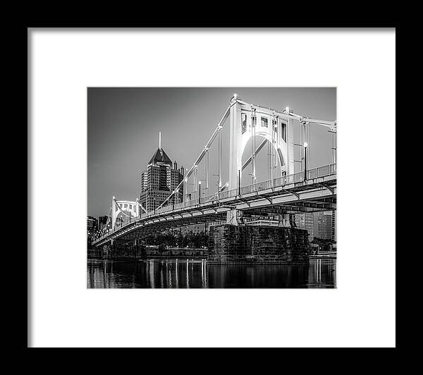 Pittsburgh Skyline Framed Print featuring the photograph Pittsburgh City Monochrome by Gregory Ballos