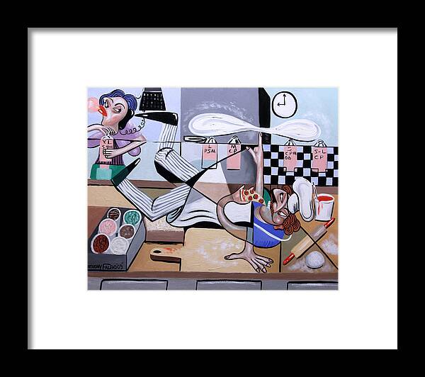 Pizza Framed Print featuring the painting Pizza Break by Anthony Falbo