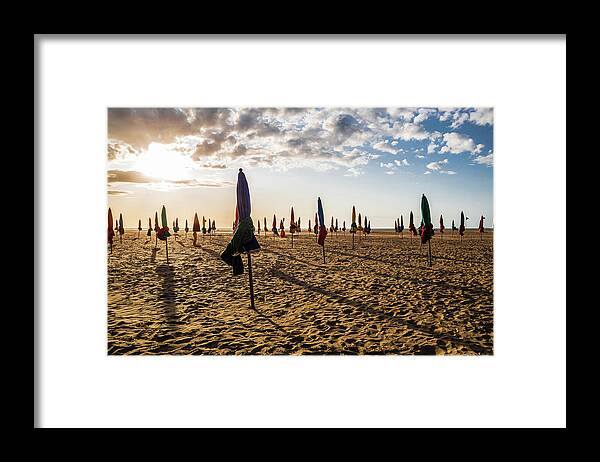 Plage De Deauville Framed Print featuring the photograph Plage de Deauville at sunset by Fabiano Di Paolo
