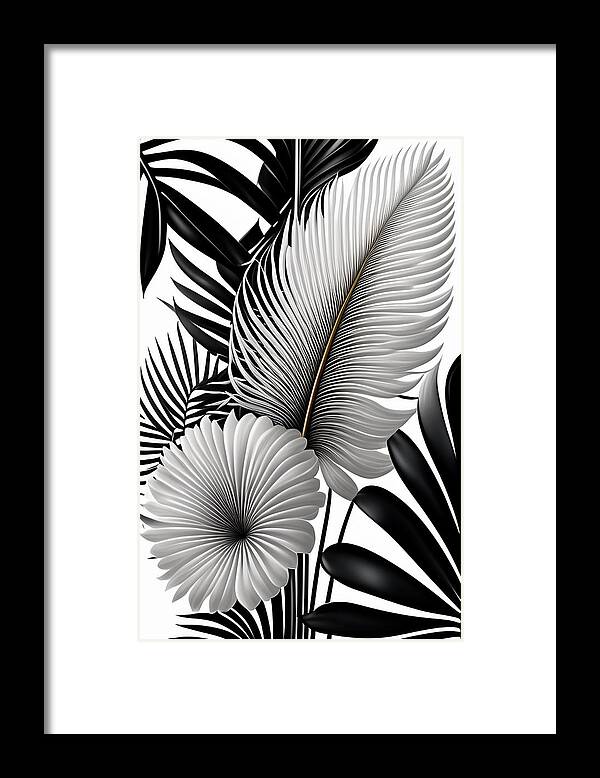 Palm Leaves Framed Print featuring the digital art Plam Leaves by Lori Hutchison
