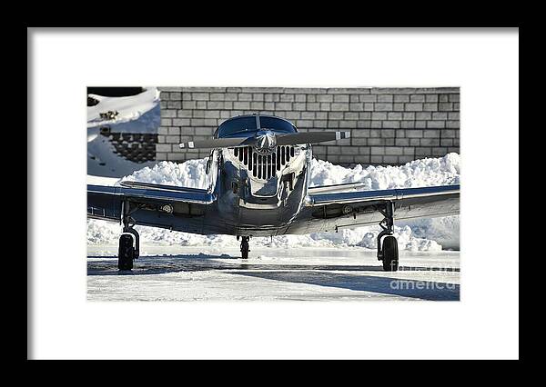 Alton Bay Framed Print featuring the photograph Plane on Ice by Steve Brown