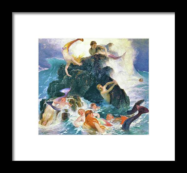 Play Of The Nereides Framed Print featuring the painting Play of the Nereides - Digital Remastered Edition by Arnold Bocklin