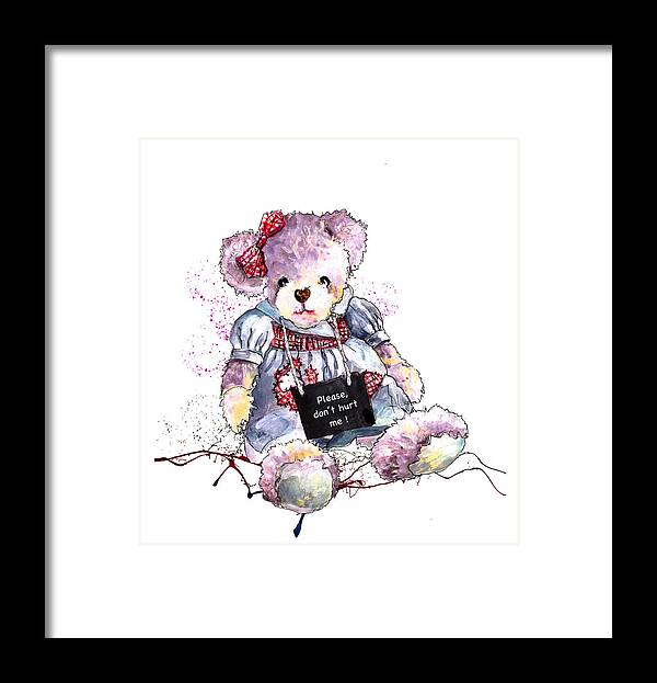 Bear Framed Print featuring the painting Please Don't Hurt me by Miki De Goodaboom