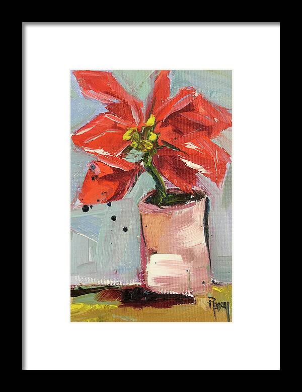 Poinsettia Framed Print featuring the painting Poinsettia by Roxy Rich