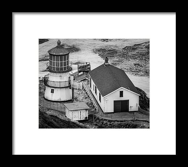 Lighthouse Framed Print featuring the photograph Point Reyes Lighthouse II BW by David Gordon