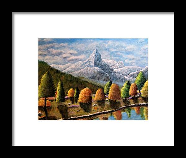 Landscape Framed Print featuring the painting Reaching The Sky by Gregory Dorosh