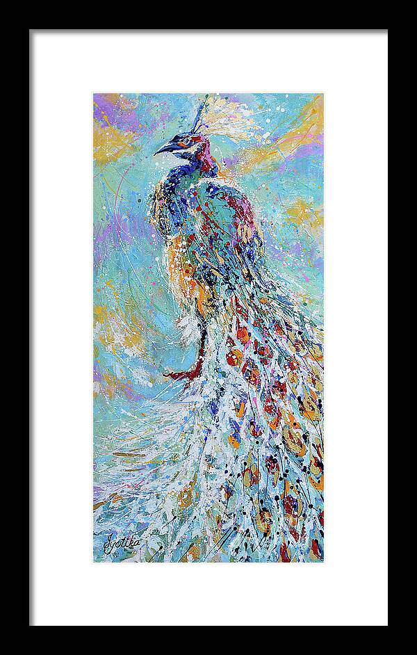 Peacock Framed Print featuring the painting Poised Glory by Jyotika Shroff