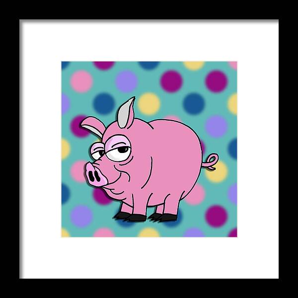 Children's Art Framed Print featuring the mixed media Polka Dot Animals ...Sassy Pig by Kelly Mills
