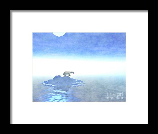 Polar Bear Framed Print featuring the digital art Polar Bear On Iceberg by Phil Perkins