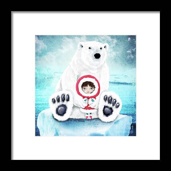Polar Bear Framed Print featuring the digital art Polar Bear Whisperer by Laura Ostrowski