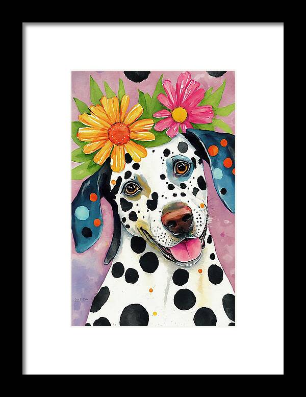 Lisa S Baker Framed Print featuring the digital art Polka Dot Doggy by Lisa S Baker