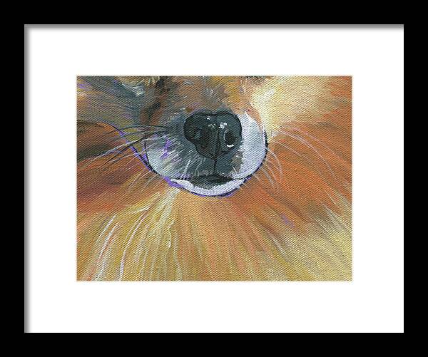 Pomeranian Framed Print featuring the painting Pomeranian Mask by Nadi Spencer