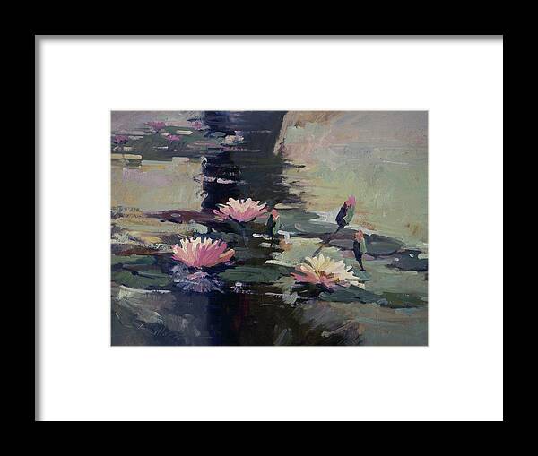 Water Lilies Framed Print featuring the painting Pond Lilies by Elizabeth J Billups