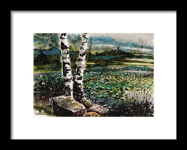 Landscape Framed Print featuring the painting Pond Twilight by John Williams