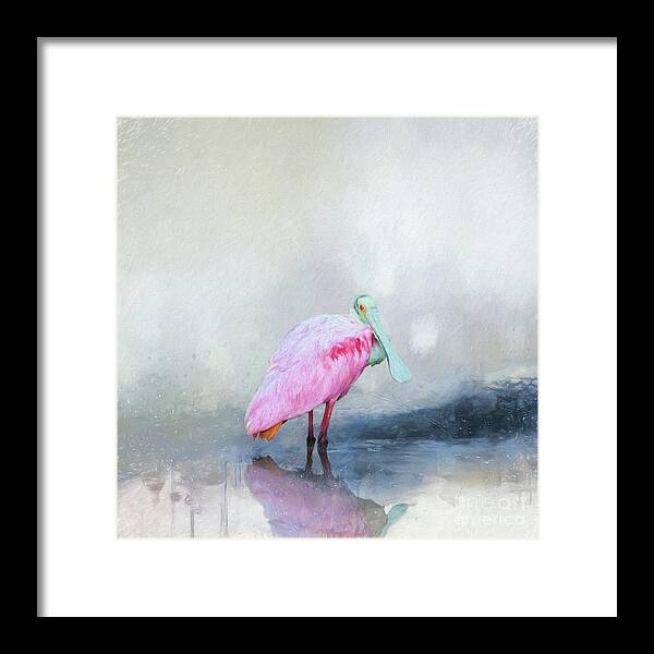 Roseate Spoonbill Framed Print featuring the digital art Pop of Pink by Jayne Carney