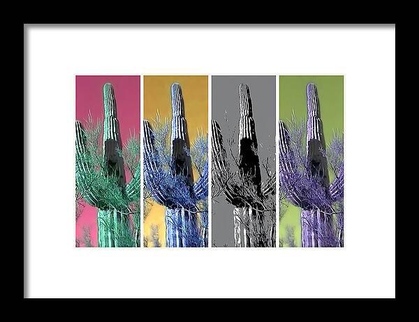 Arizona Framed Print featuring the photograph Pop Saguaro Cactus by Judy Kennedy