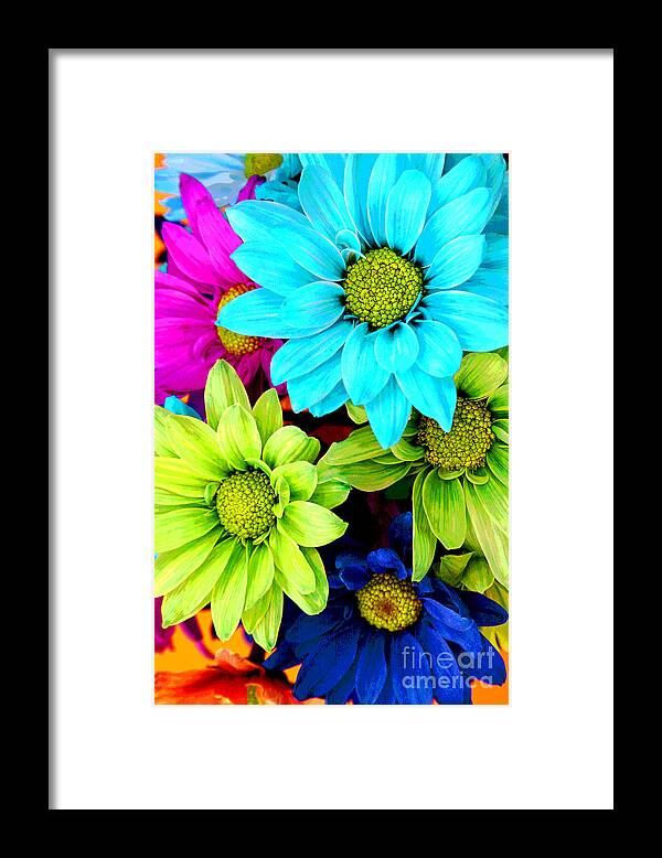 Popart Framed Print featuring the photograph PopART Daisys by Renee Spade Photography