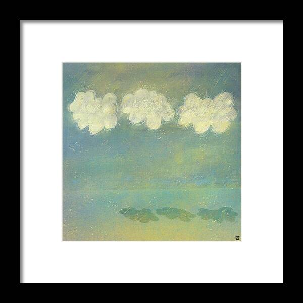 Framed Print featuring the digital art Popcorn Clouds by Steve Hayhurst