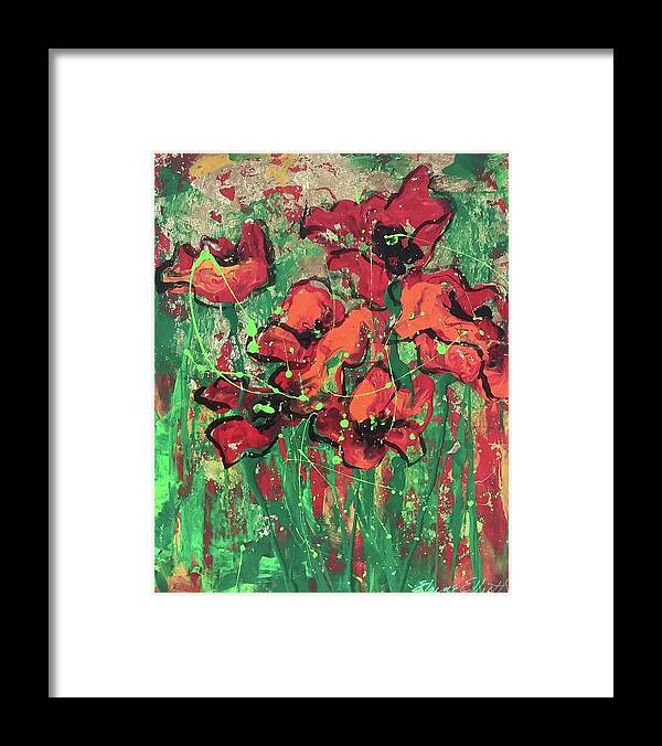 Poppies Framed Print featuring the painting Poppies in the Sun by Elaine Elliott