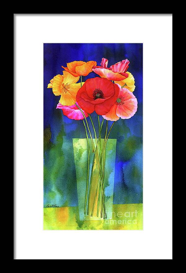 Poppy Framed Print featuring the painting Poppies in Vase by Hailey E Herrera