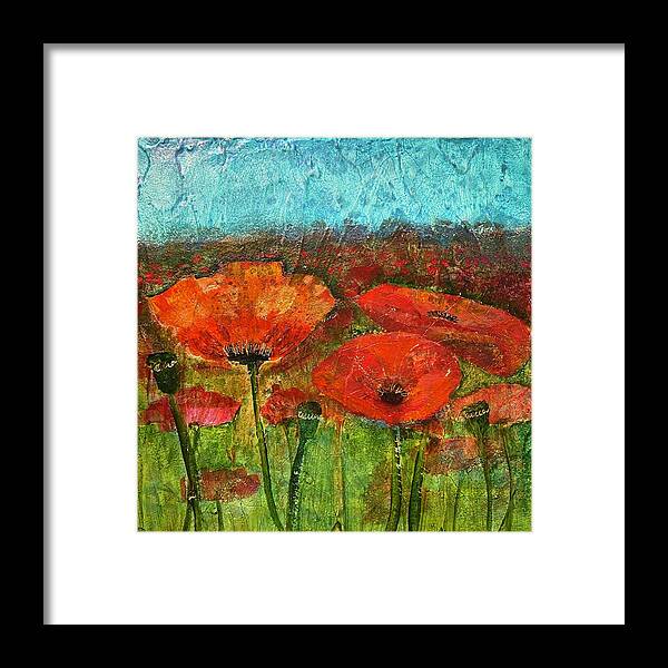 Flowers Framed Print featuring the painting Poppy Fields by Tonja Opperman