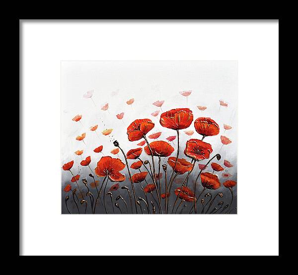 Red Poppies Framed Print featuring the painting Poppy Summer Delight by Amanda Dagg
