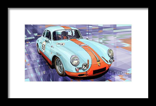 Shevchukart Framed Print featuring the mixed media Porsche 356 Gulf by Yuriy Shevchuk