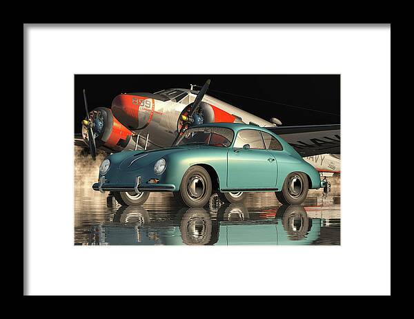 Porsche Framed Print featuring the digital art Porsche 356 by Jan Keteleer