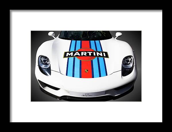 Porsche Framed Print featuring the photograph Porsche 918 Spyder Martini by Helga Novelli