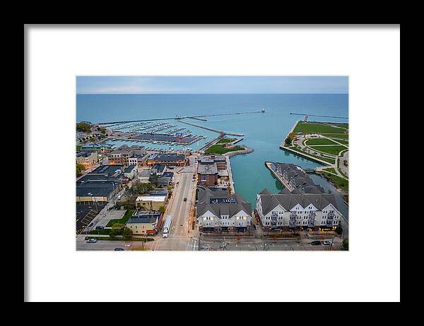 Aerial Framed Print featuring the photograph Port Washington Marina Aerial Oct 2020 by James Meyer