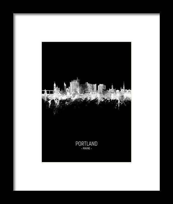 Portland Framed Print featuring the digital art Portland Maine Skyline #85 by Michael Tompsett