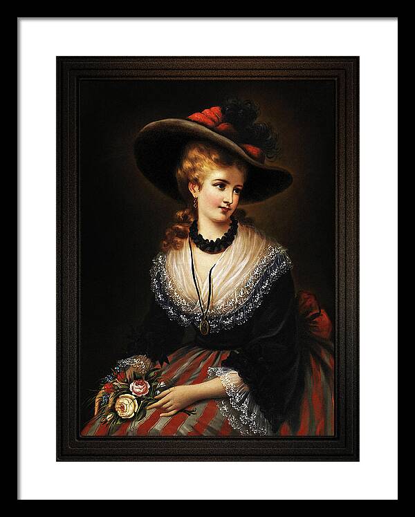 Portrait Of A Noble Woman Framed Print featuring the painting Portrait Of A Noble Woman by Alois Eckhardt by Rolando Burbon