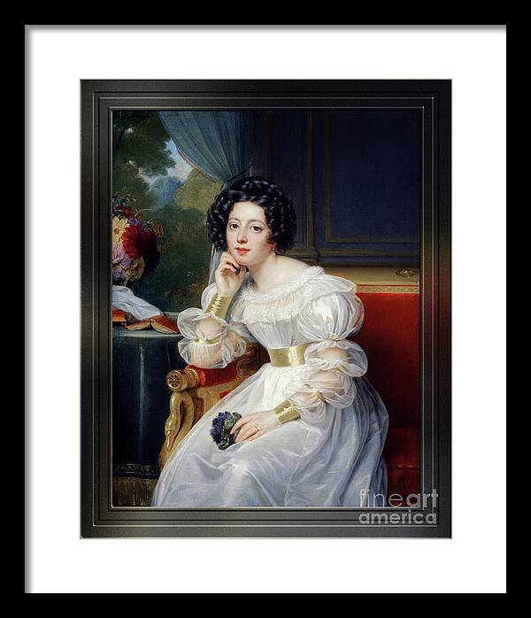 Portrait Of A Young Lady Framed Print featuring the painting Portrait Of A Young Lady by Louis Hersent Fine Art Old Masters Reproduction by Rolando Burbon