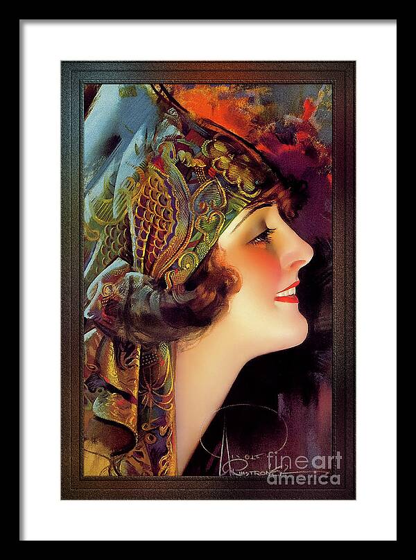 Martha Mansfield Framed Print featuring the painting Portrait Of Martha Mansfield by Rolf Armstrong Vintage Xzendor7 Old Masters Art Reproductions by Rolando Burbon