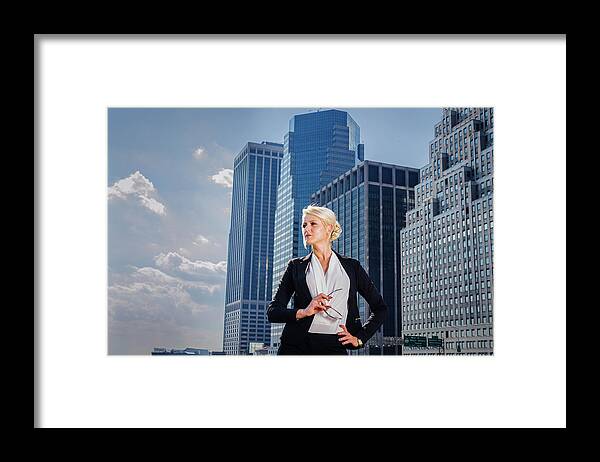 Young Framed Print featuring the photograph Portrait of Young Businesswoman in New York City by Alexander Image