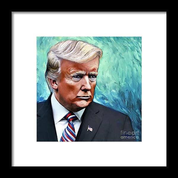 Political Art Framed Print featuring the digital art Portrait President Donald J Trump by Stacey Mayer