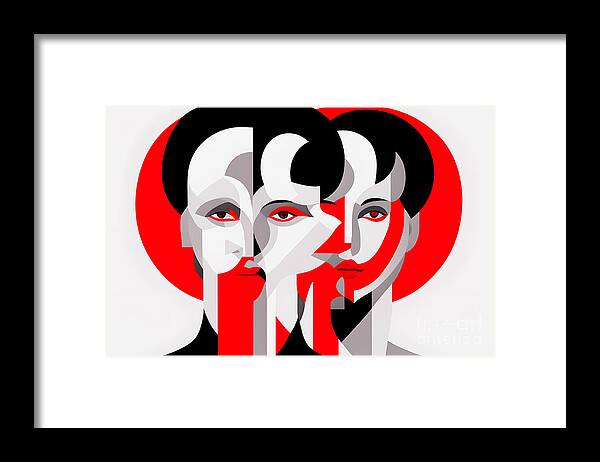 Abstract Framed Print featuring the digital art Portraits - Red And Black 6SD by Philip Preston