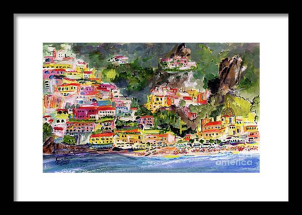 Paintings Of Italy Framed Print featuring the painting Positano Italy Amalfi Coast Travel Art by Ginette Callaway