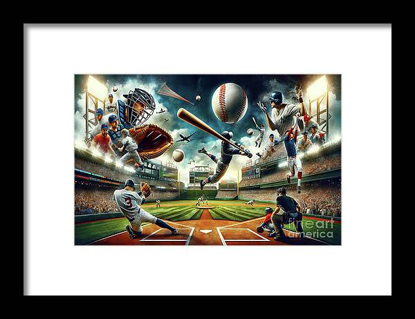 World Of Collages Framed Print featuring the digital art Poster collage of baseball - 1 by Movie World Posters