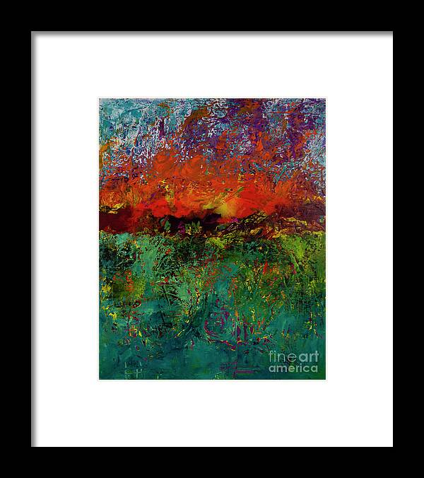 Fire Framed Print featuring the painting Prairie Fire by Robin Valenzuela