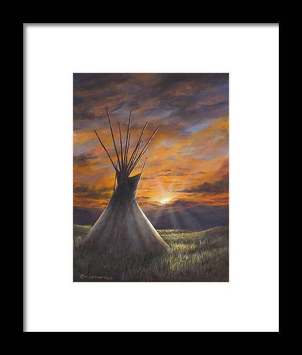 Acrylic Painting Framed Print featuring the painting Prairie Sunset by Kim Lockman