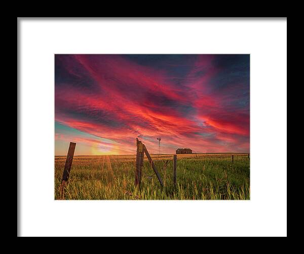 2017-07-25 Framed Print featuring the photograph Prairie Sunset South of Didsbury by Phil And Karen Rispin