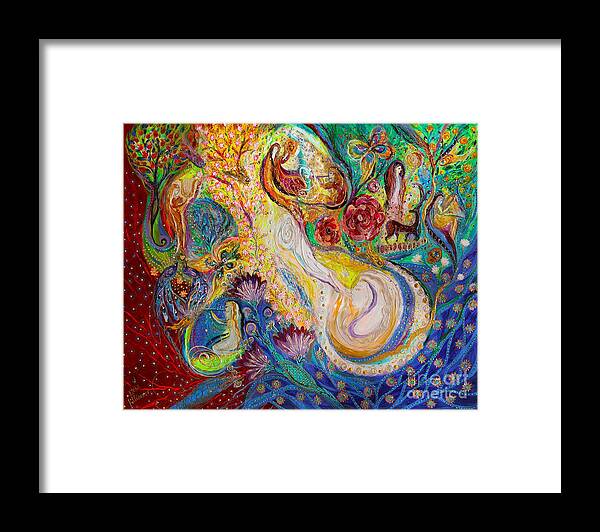 Modern Jewish Art Framed Print featuring the painting Praise him with the tambourine and dance III by Elena Kotliarker