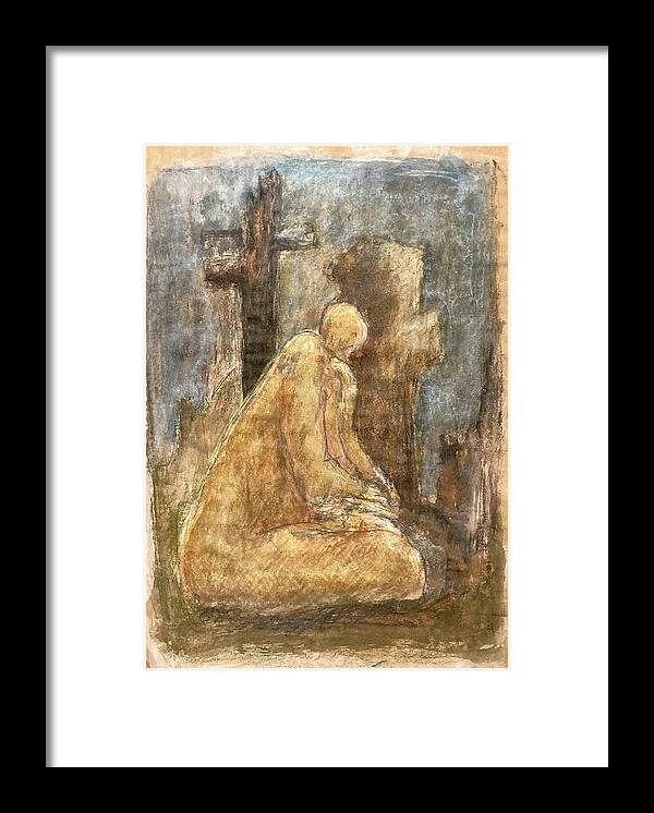 Mindfulness Framed Print featuring the painting Prayer by David Euler